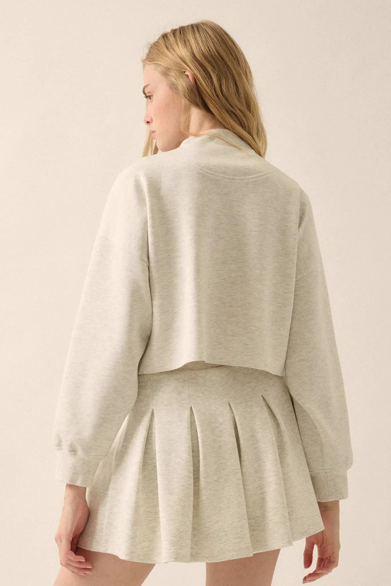 Premium Scuba Cropped Half-Zip Pullover Top