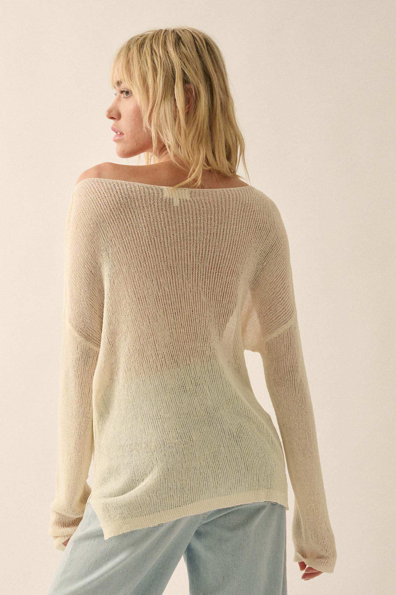 Sheer We Go Lightweight Knit Loose-Fit Sweater