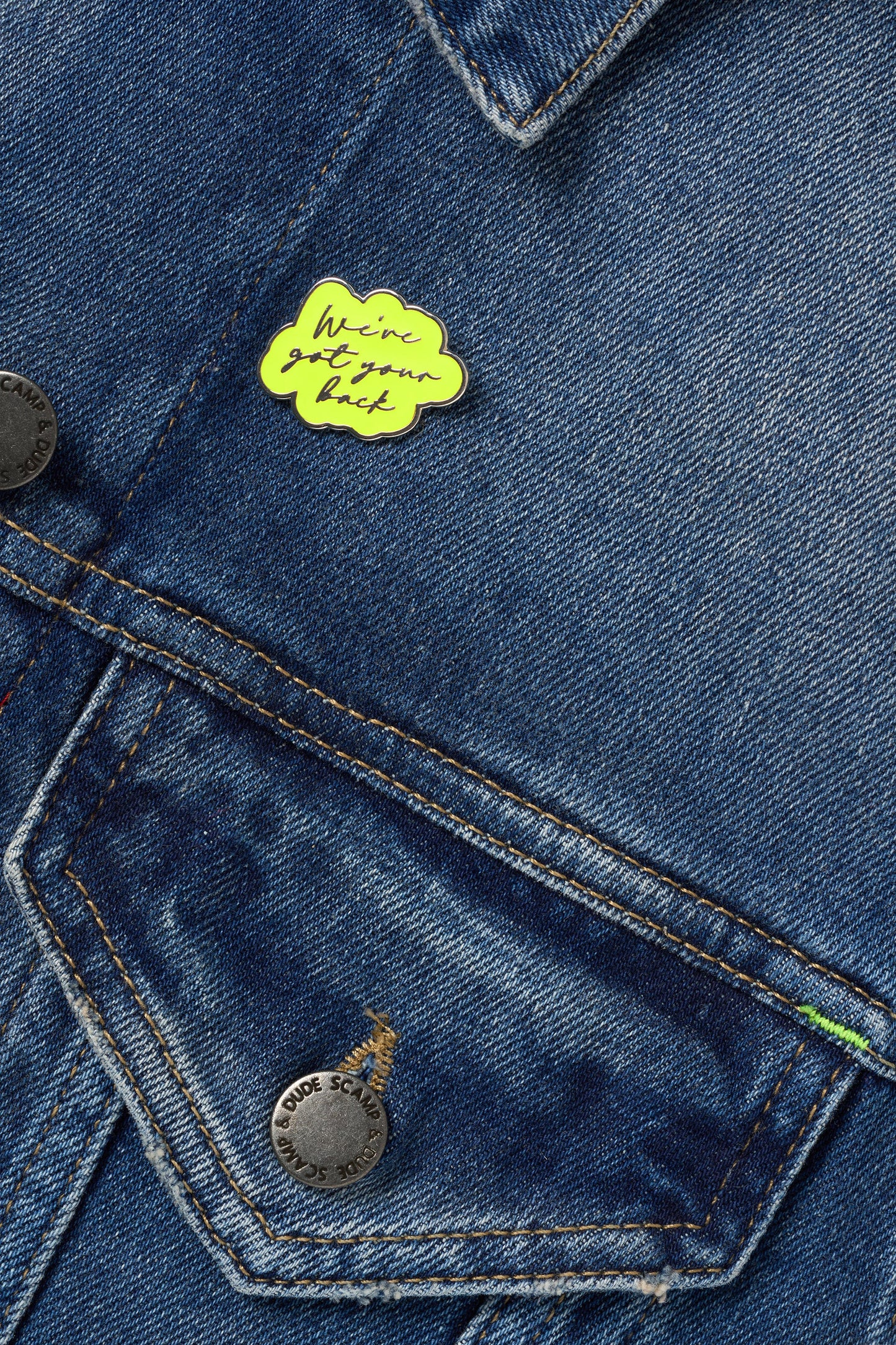 Yellow We've Got Your Back Pin Badge