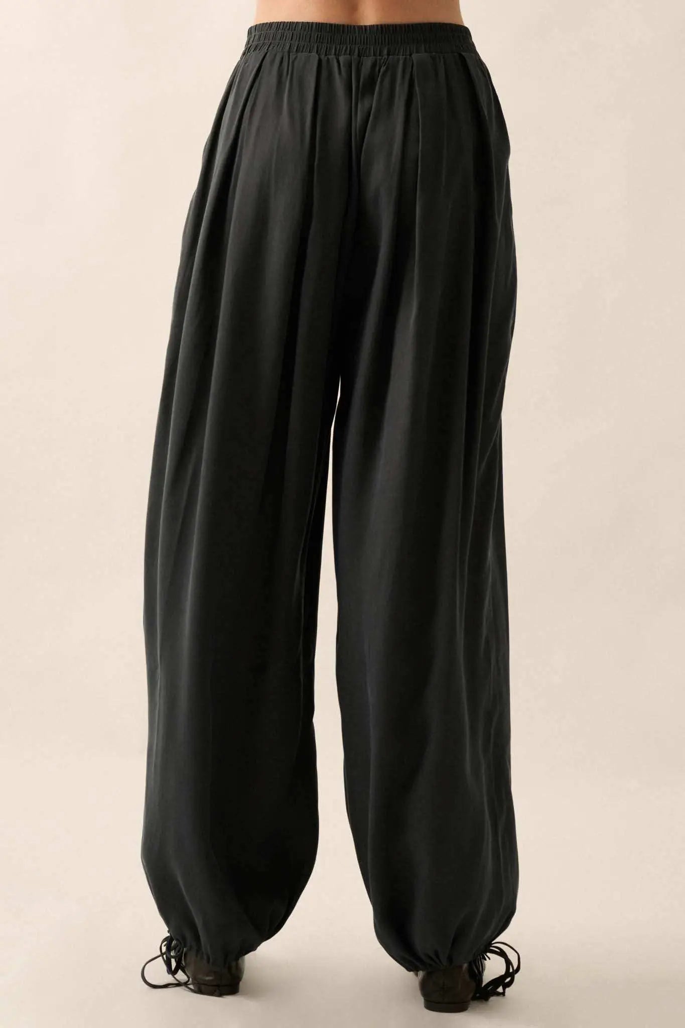 Loosely Translated Pleated Wide-Leg Harem Pants