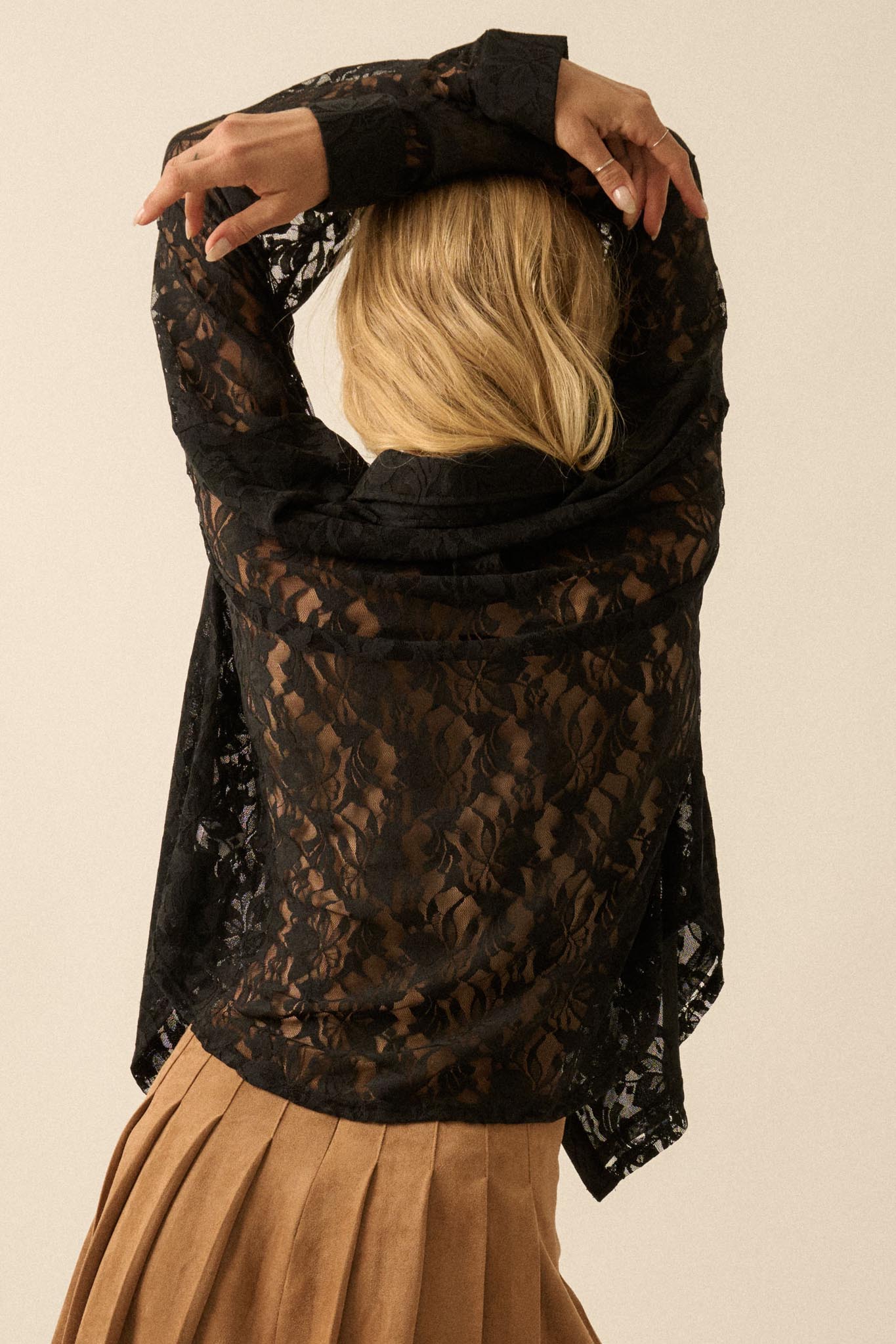Pure Poetry Floral Lace Button-Up Pocket Shirt