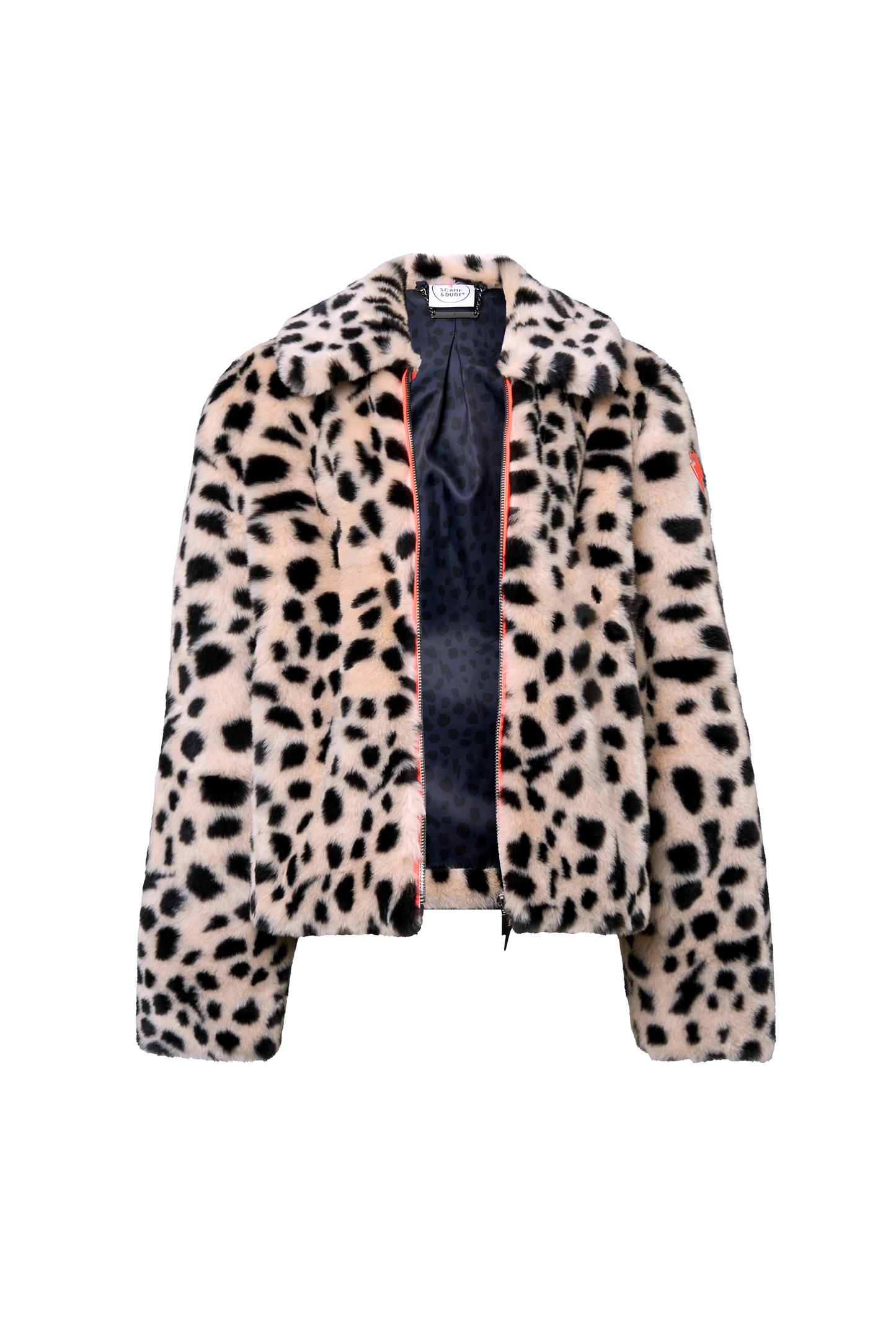 Cream with Black Cheetah Faux Fur Jacket