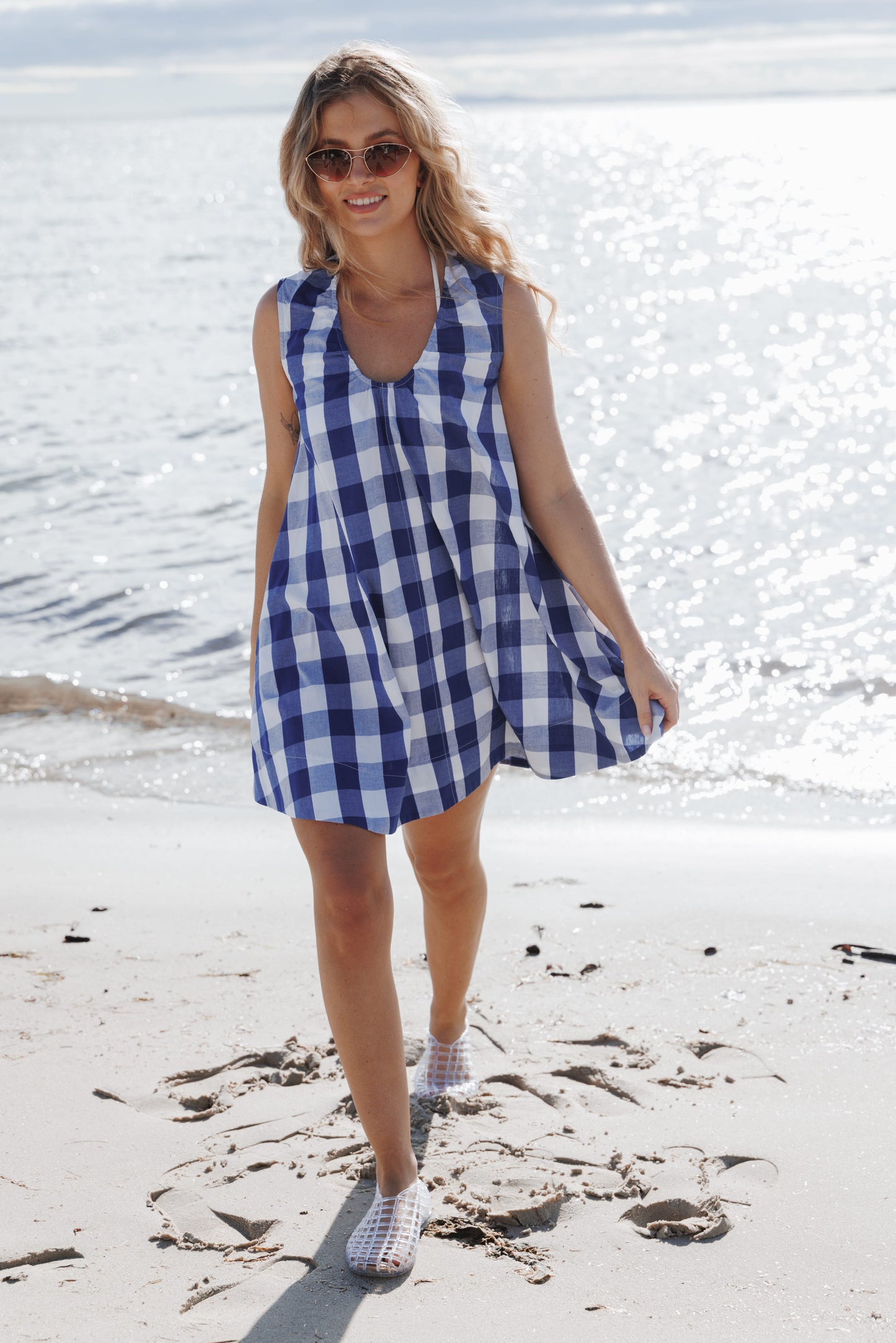 Jorah Mini Dress - Blue Plaid