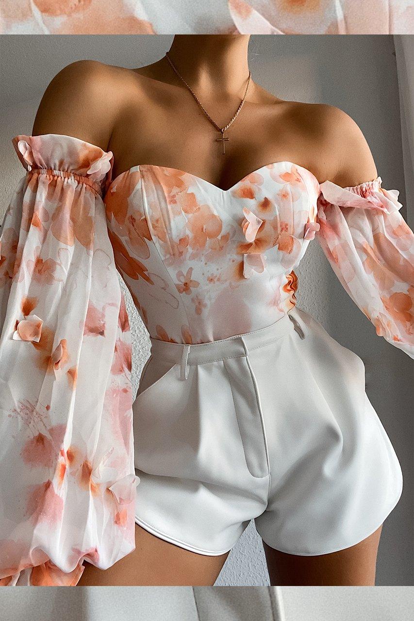 Oriana Bodysuit - Peach Floral