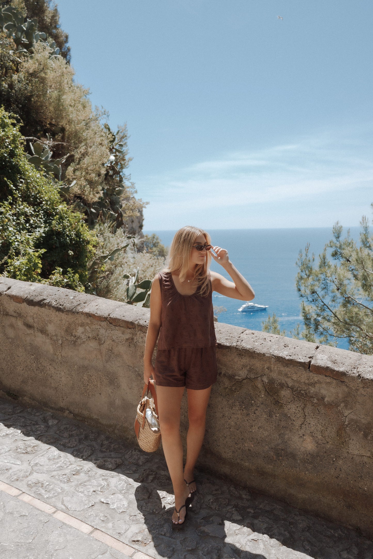 Faela Short Set - Brown Broderie