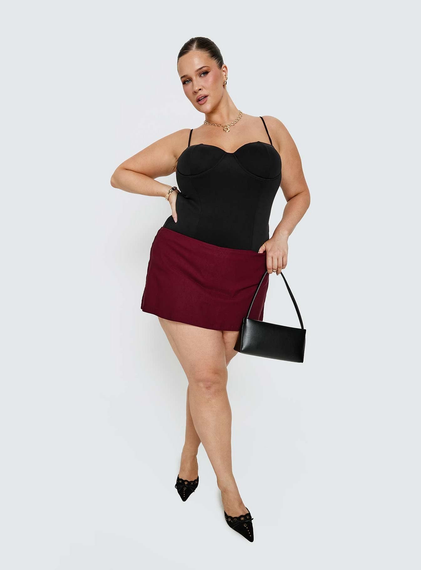 Can't Sleep Skort Burgundy Curve