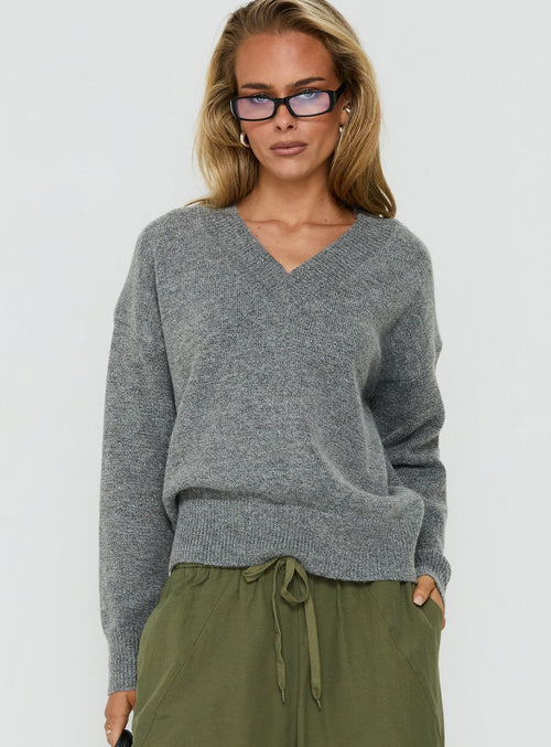Aylana V Neck Jumper Dark Grey
