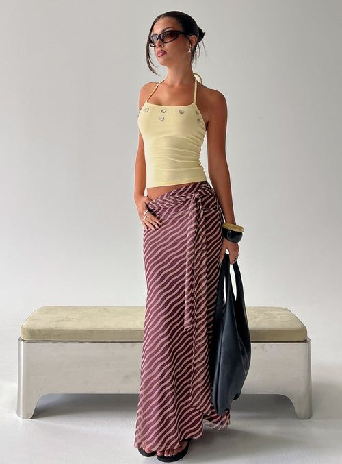 Caviar Tie Maxi Skirt Brown Stripe