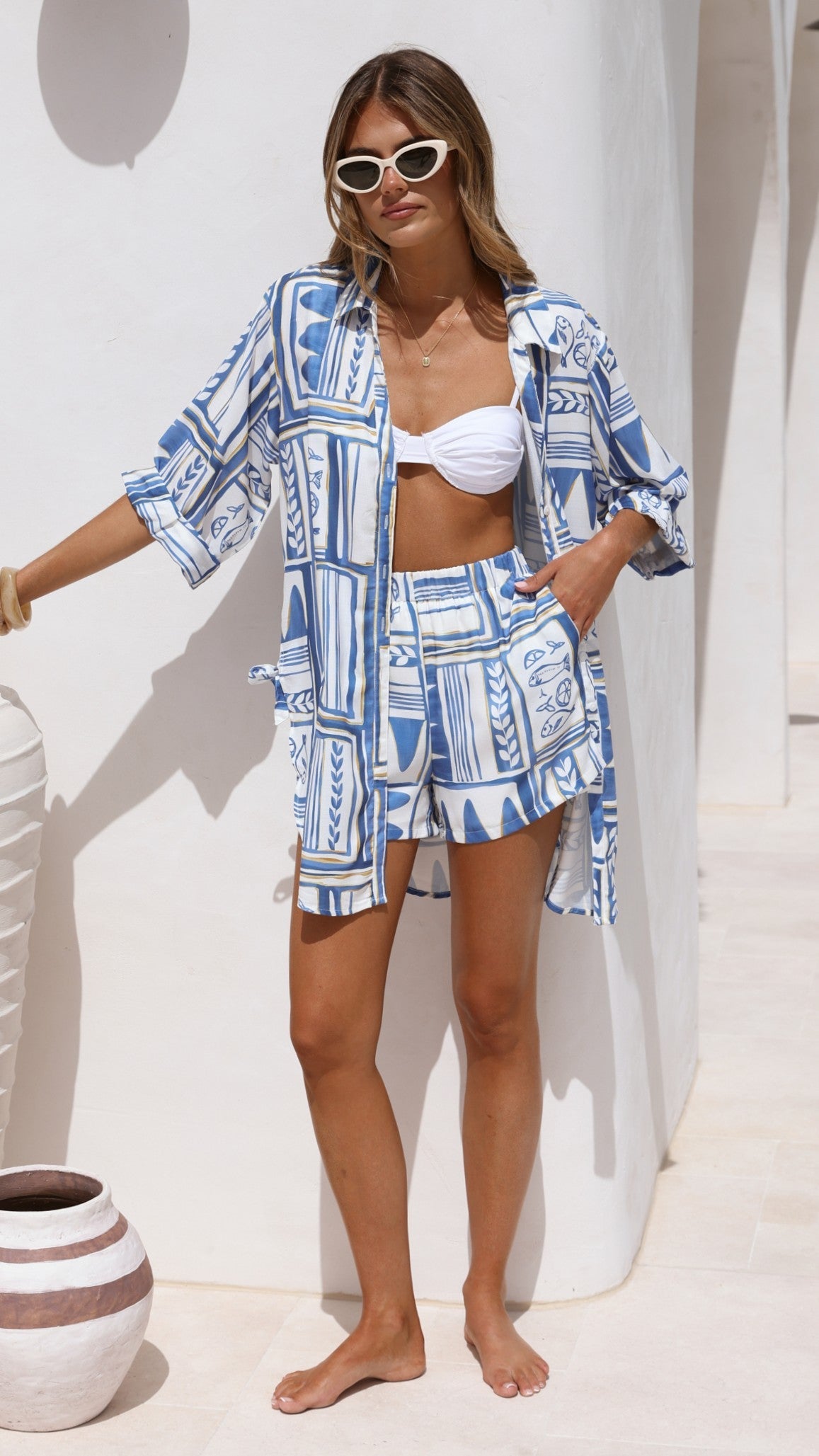 Kelsea Button Up Shirt - Coastal Escape