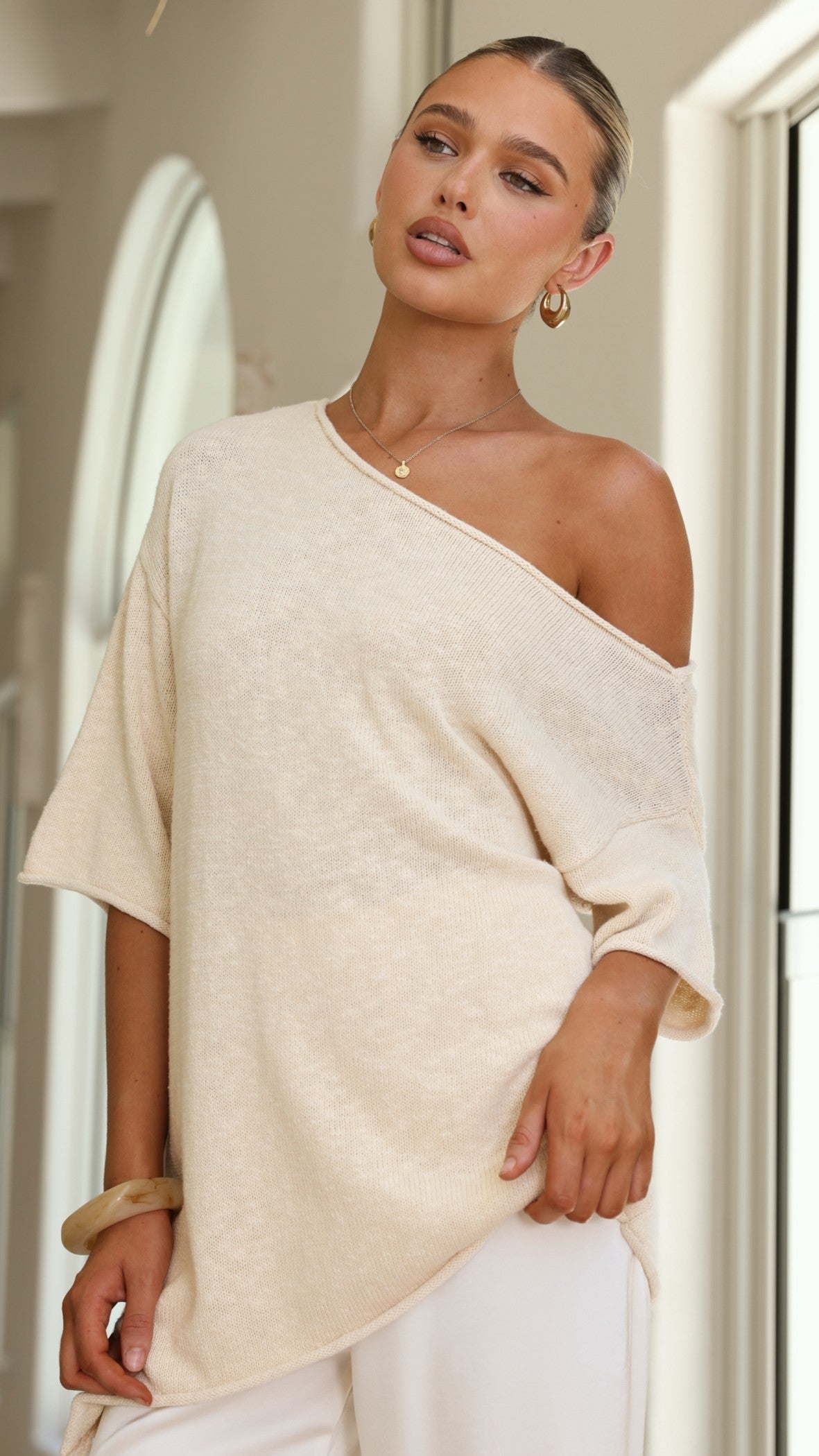 Keisha Off The Shoulder Top - Natural