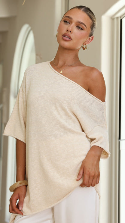 Keisha Off The Shoulder Top - Natural