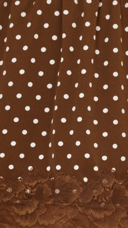Kiki Lace Mini Skirt - Chocolate Polka
