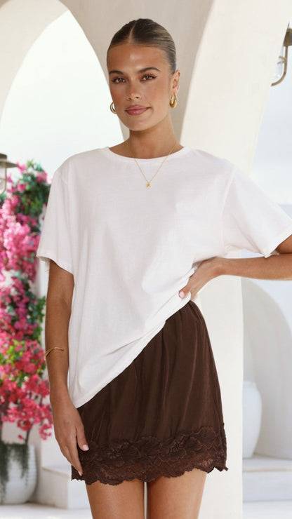 Davonne Lace Mini Skirt - Chocolate