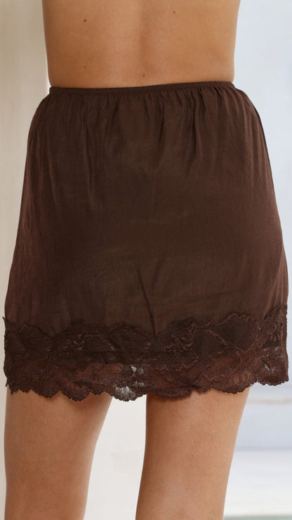 Davonne Lace Mini Skirt - Chocolate