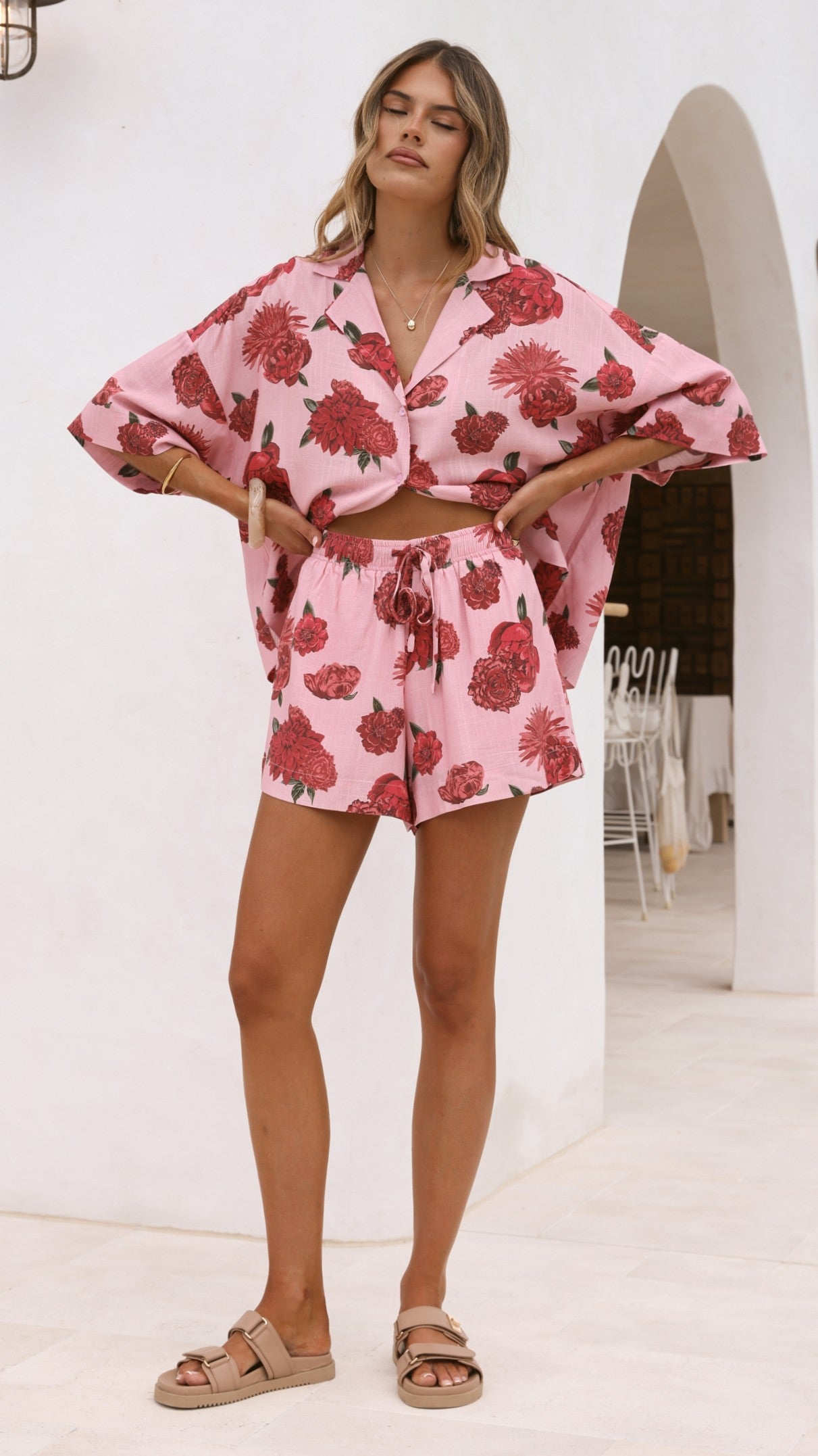 Luna Button Up Shirt - Dahlia Rouge