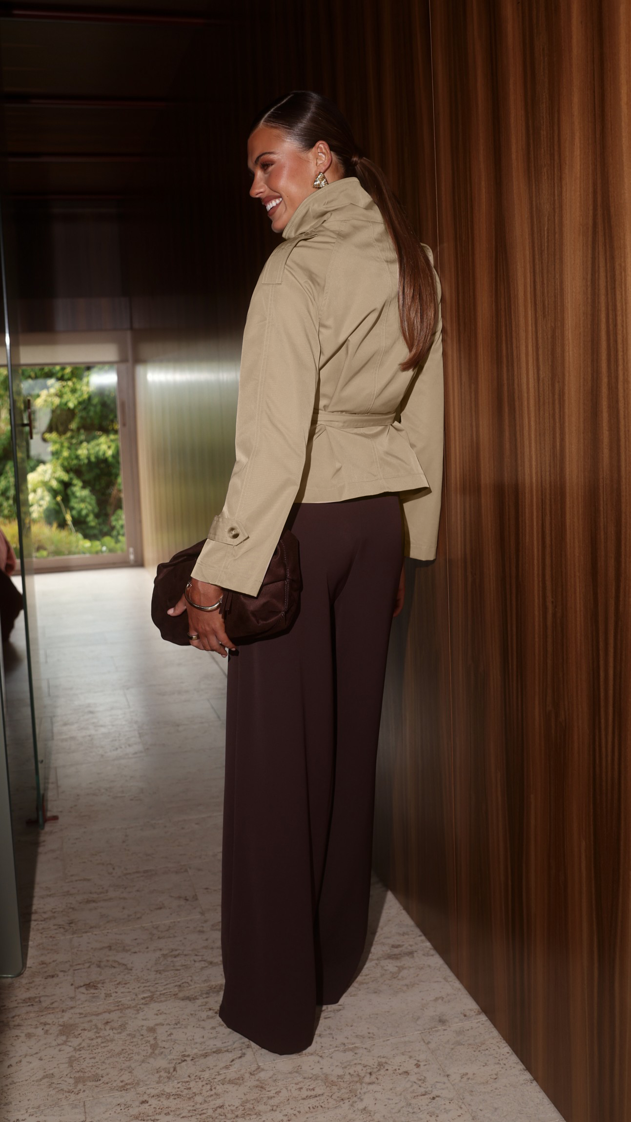 Marza Cropped Trench Coat - Sand