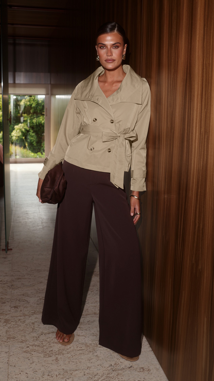 Marza Cropped Trench Coat - Sand