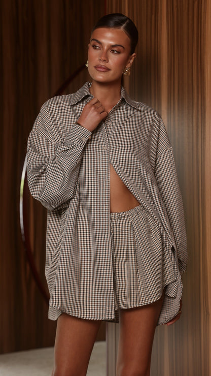 Arli Shorts - Beige Check