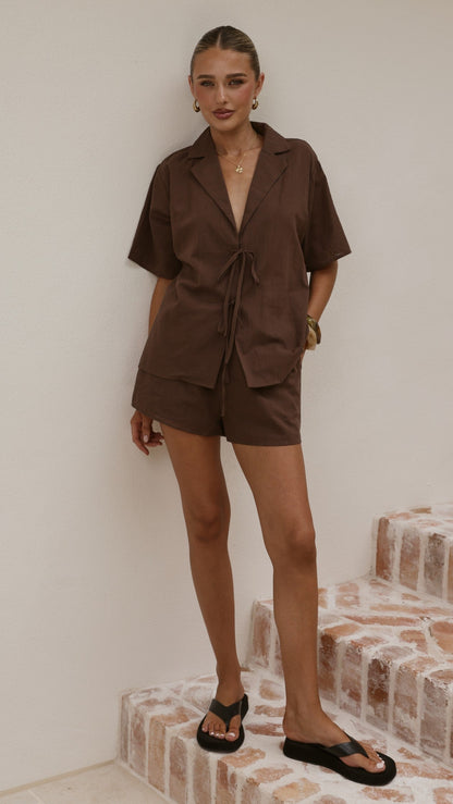 Vesper Top and Shorts Set - Chocolate
