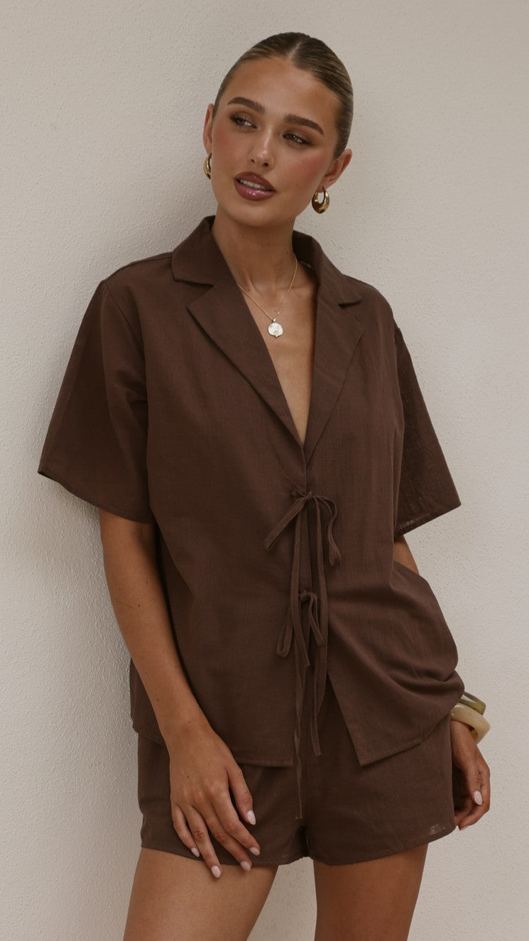 Vesper Top and Shorts Set - Chocolate