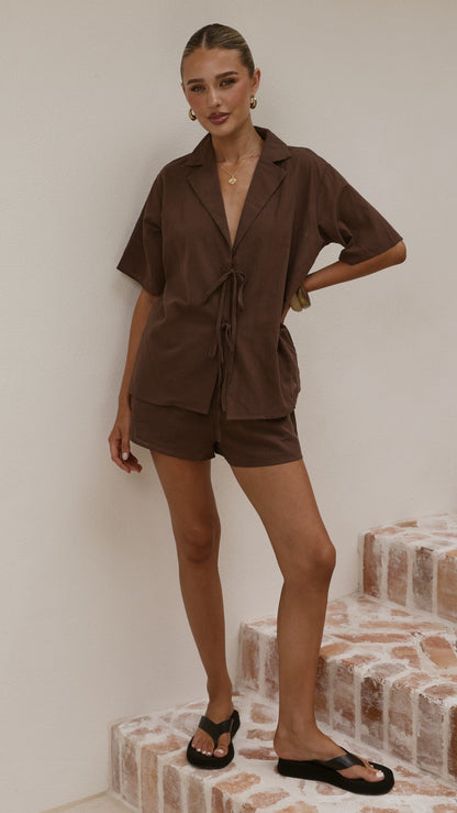 Vesper Top and Shorts Set - Chocolate