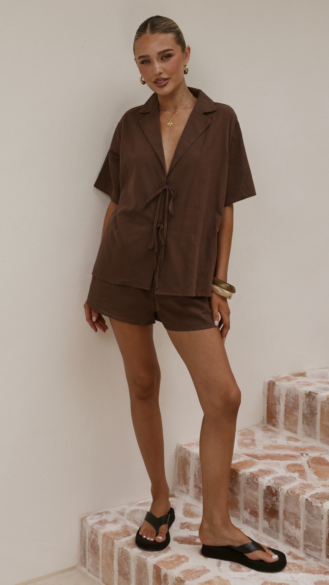 Vesper Top and Shorts Set - Chocolate