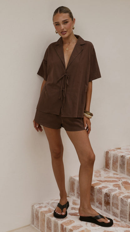 Vesper Top and Shorts Set - Chocolate