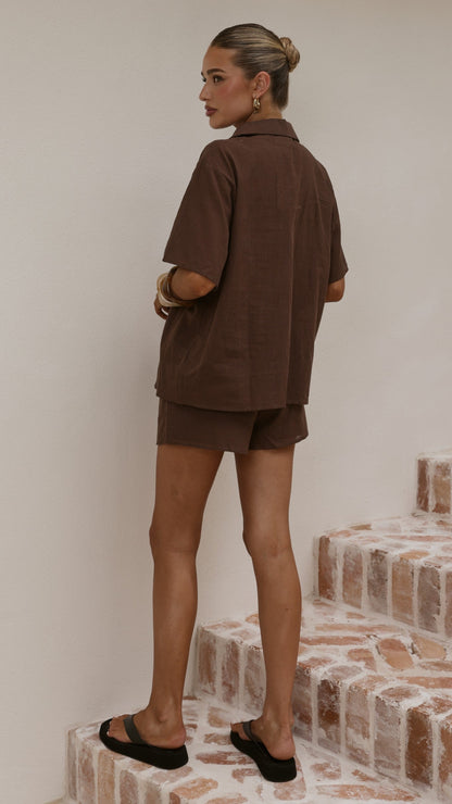 Vesper Top and Shorts Set - Chocolate