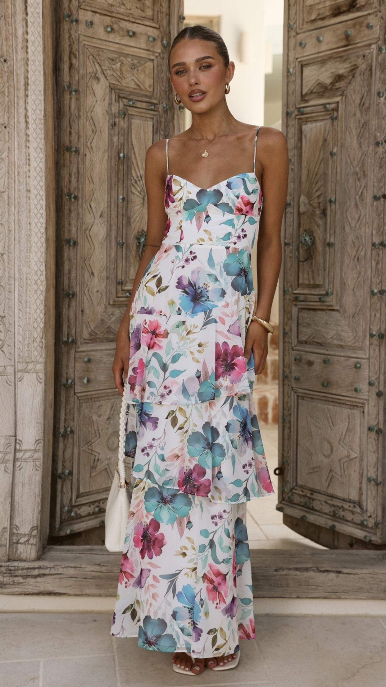 Ami Maxi Dress - Blue/Pink Floral