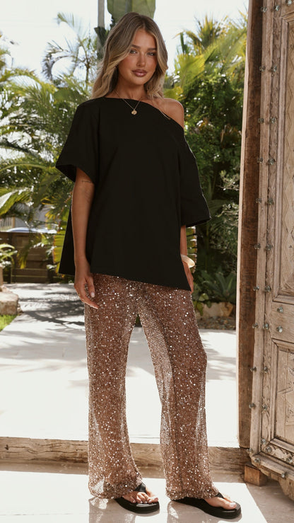 Zinnia Sequins Pant - Mocha