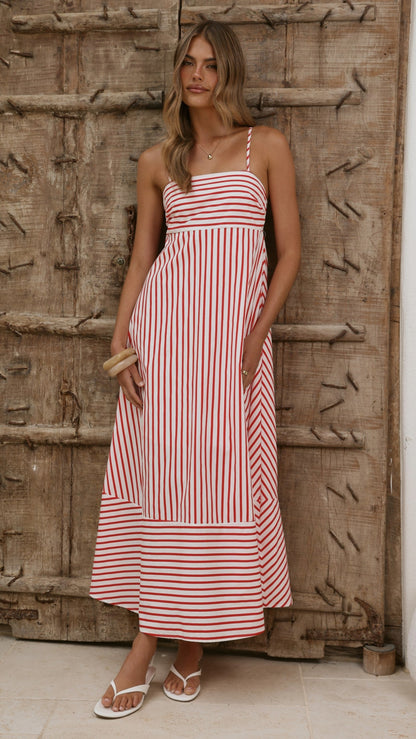 Marcel Maxi Dress - Red/White Stripe