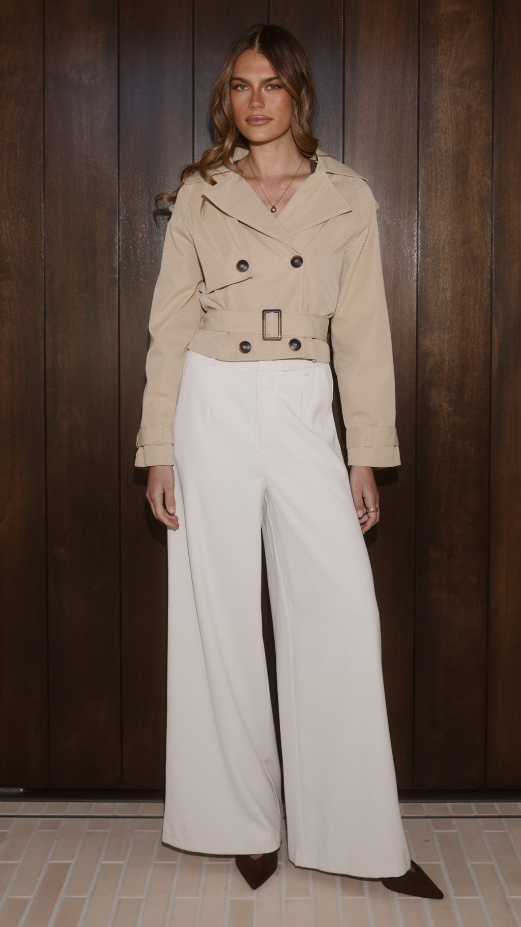 Deena Cropped Coat - Beige