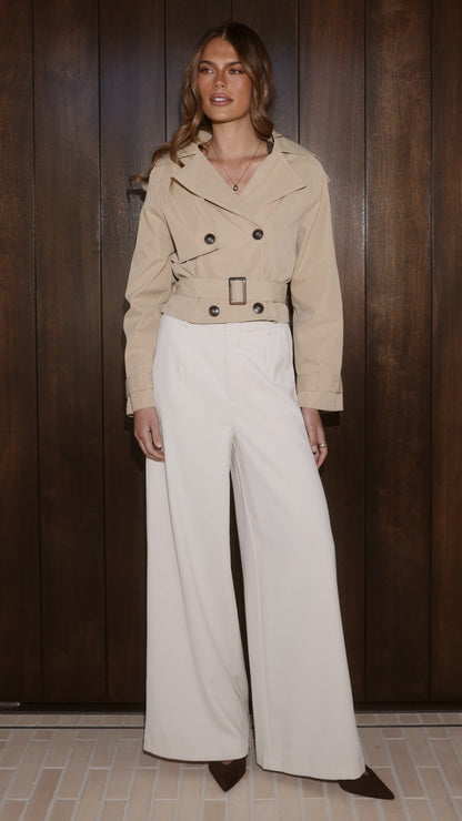 Deena Cropped Coat - Beige
