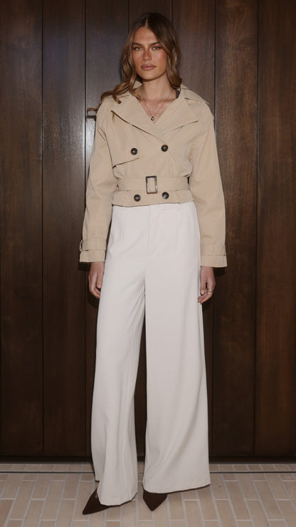 Deena Cropped Coat - Beige