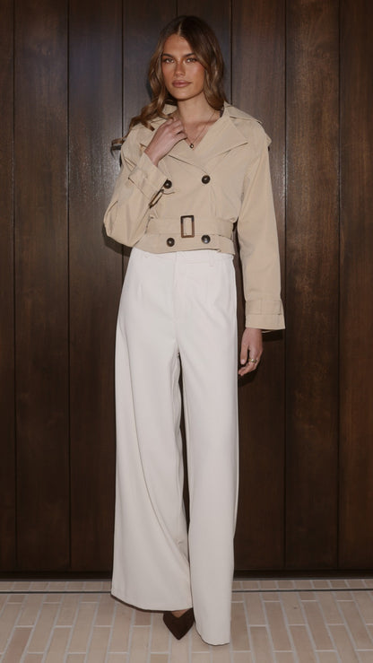 Deena Cropped Coat - Beige