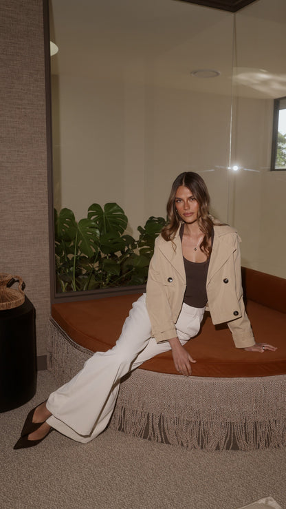 Deena Cropped Coat - Beige