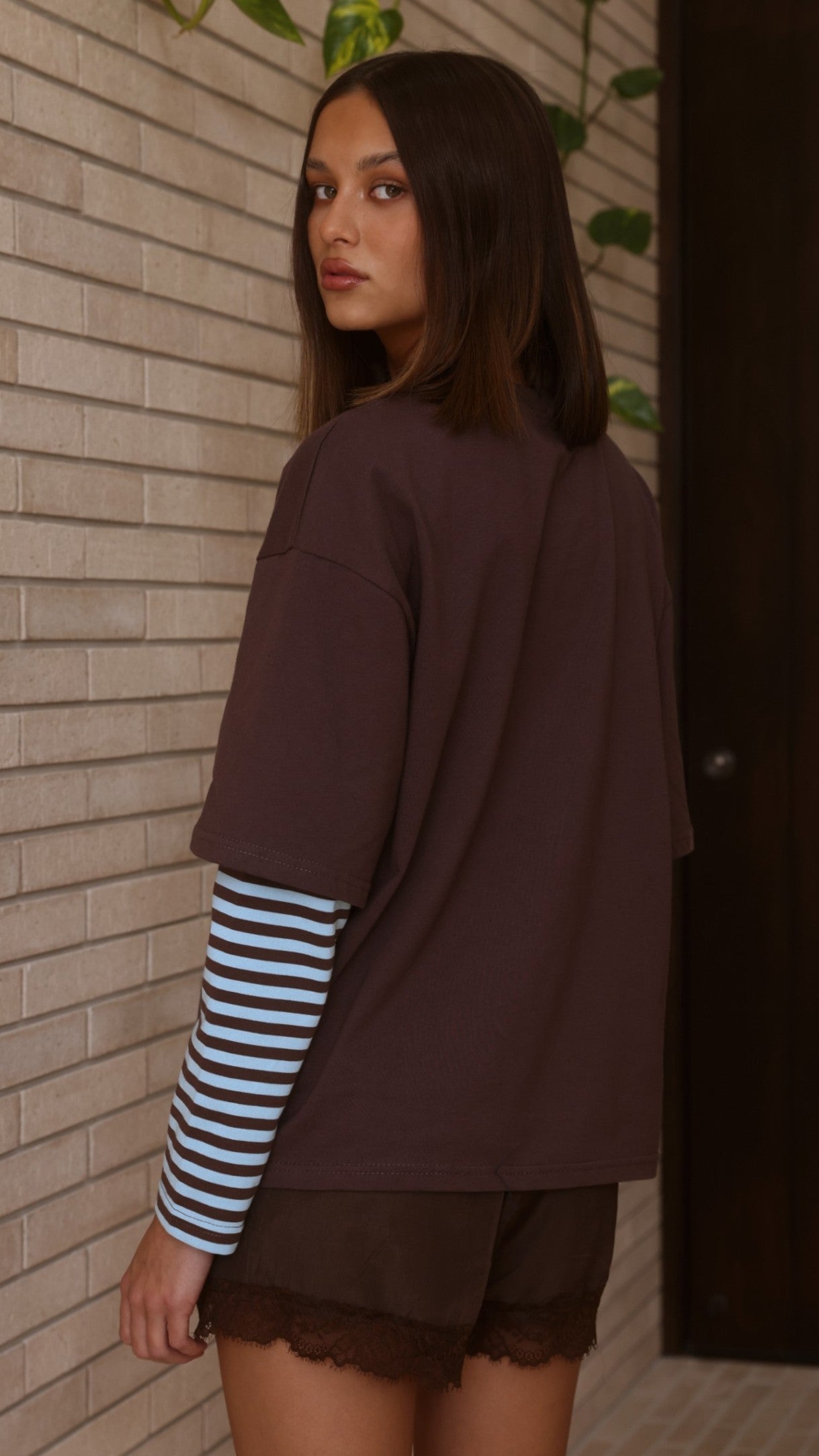 Noah Long Sleeve Top - Chocolate/Blue