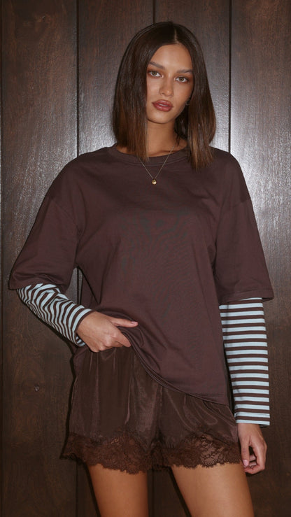 Noah Long Sleeve Top - Chocolate/Blue