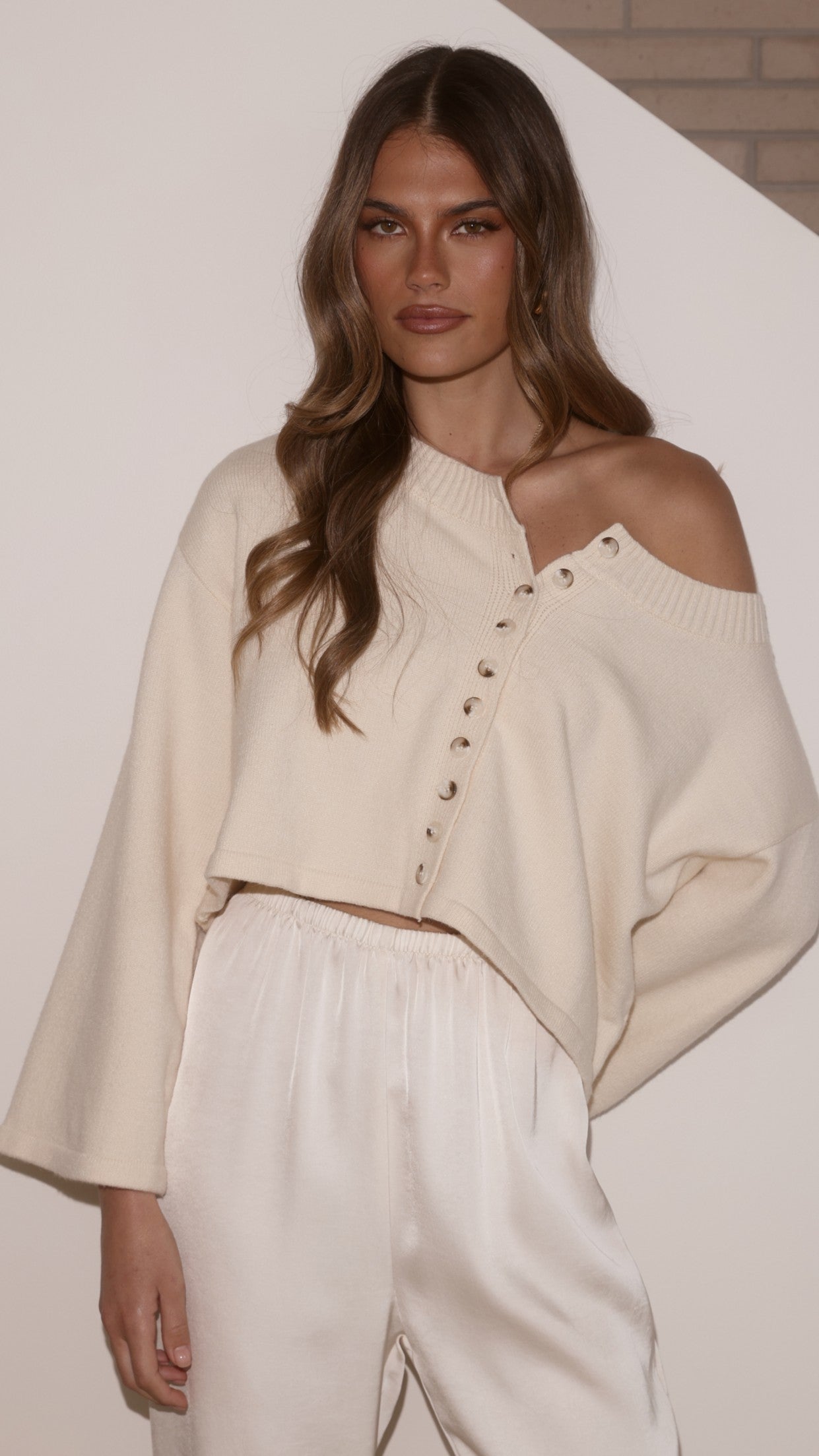 Isako Button Up Long Sleeve Top - Cream