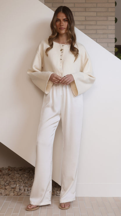 Isako Button Up Long Sleeve Top - Cream