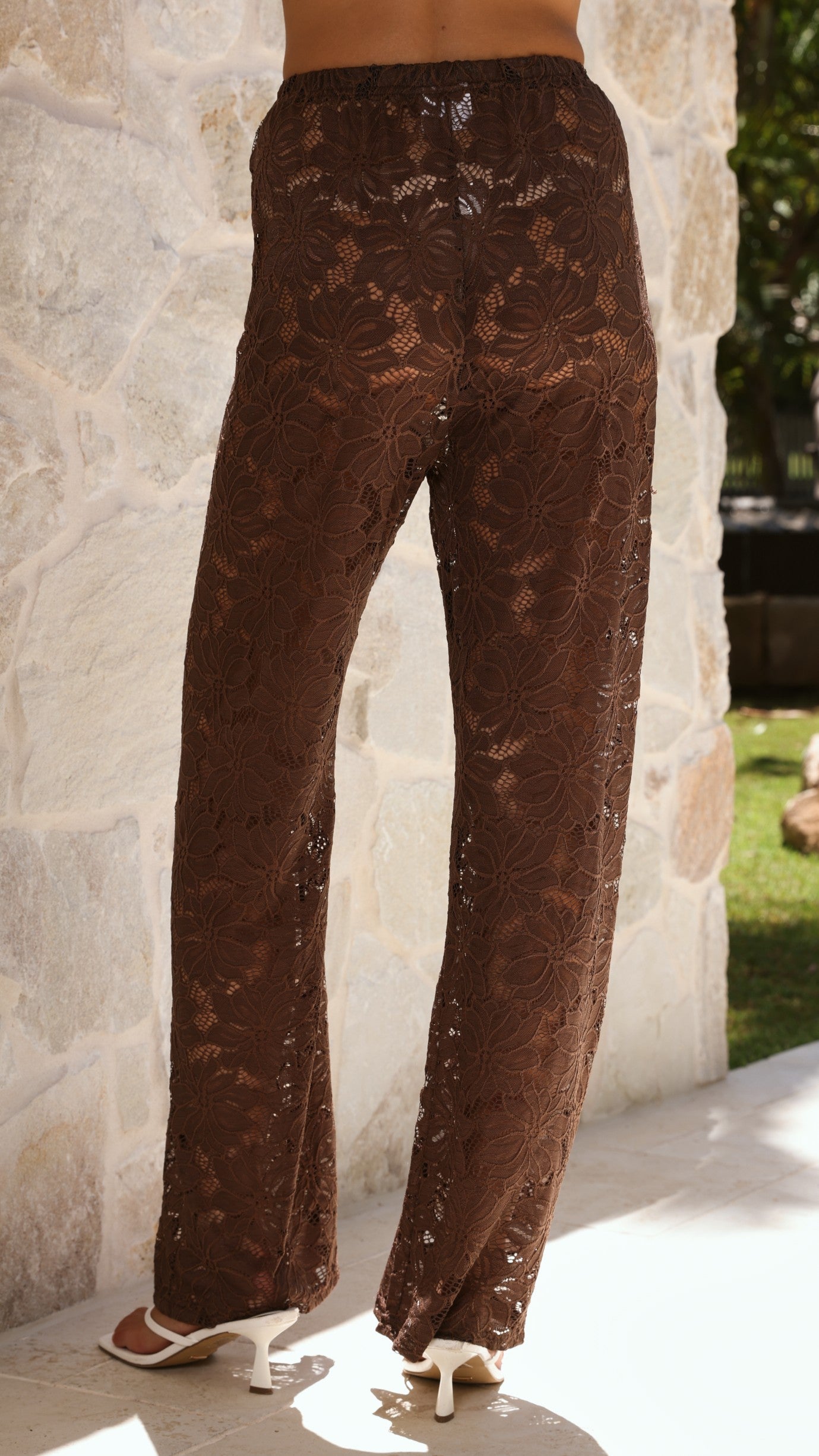 Yvette Top and Lace Pants Set - Chocolate