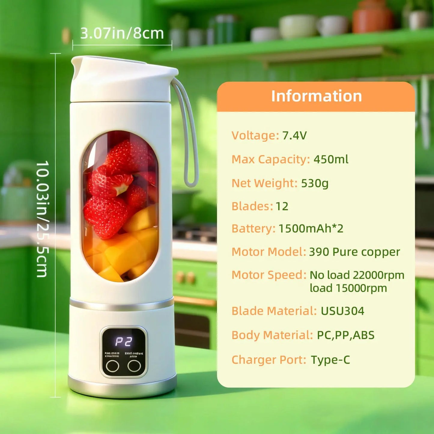 Portable, rechargeable mini blender