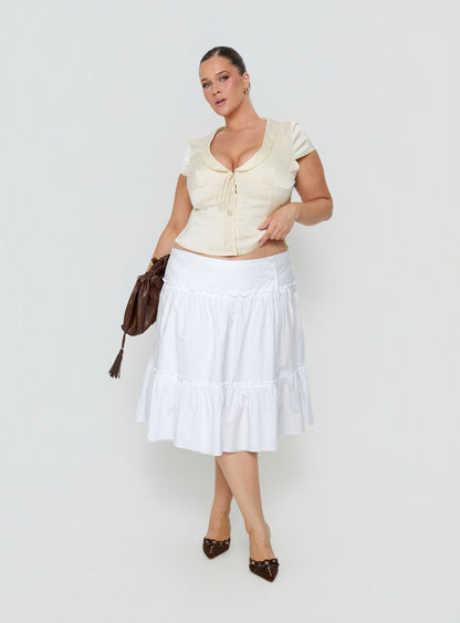 Cascades Low Rise Midi Skirt White Curve