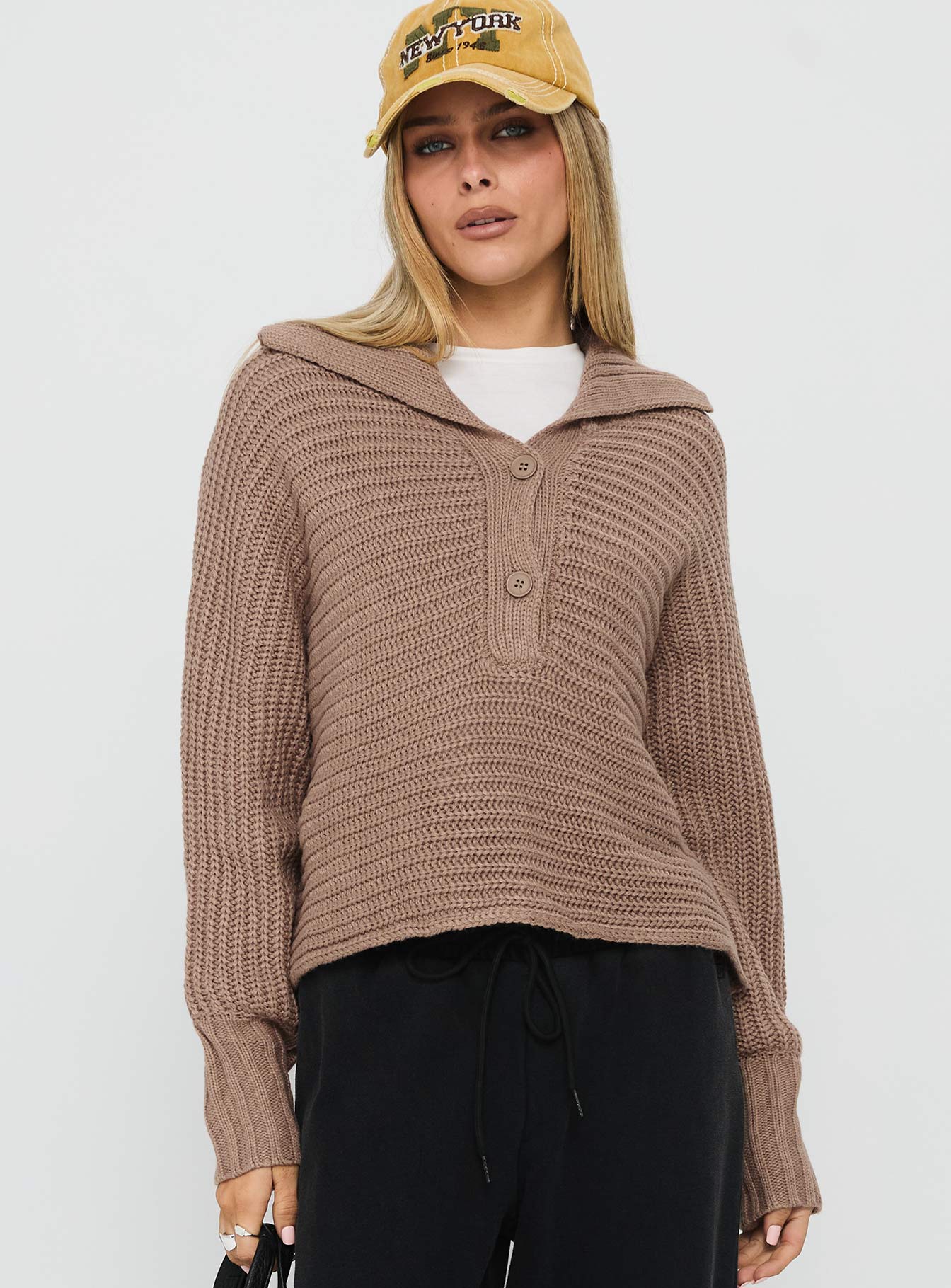 Bankside Collared Knit Sweater Brown