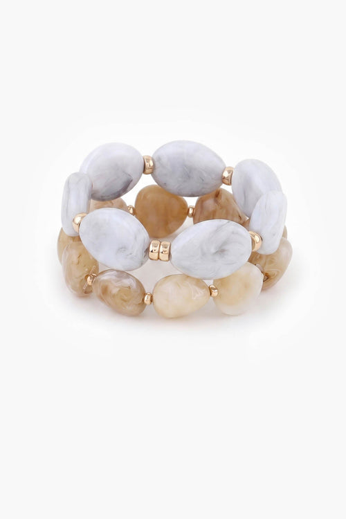 Bronson Two-Piece Marble Resin Bead Bracelet Set