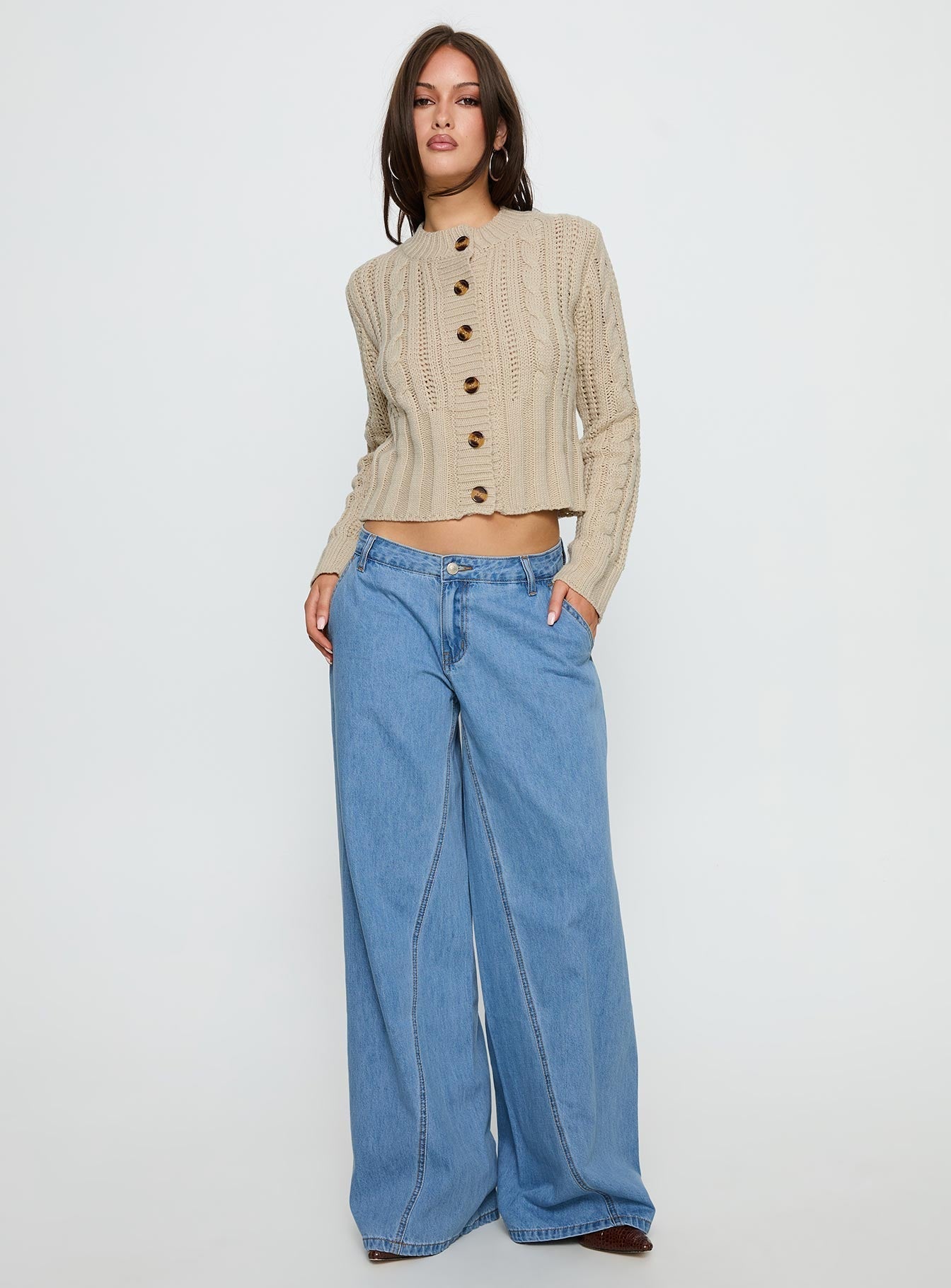 Carmon Mid Rise Wide Leg Jeans Blue