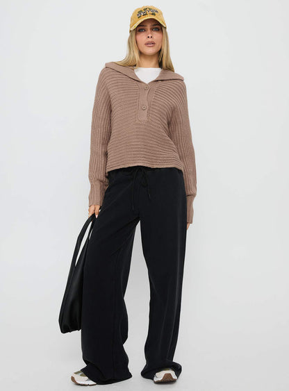 Bankside Collared Knit Sweater Brown