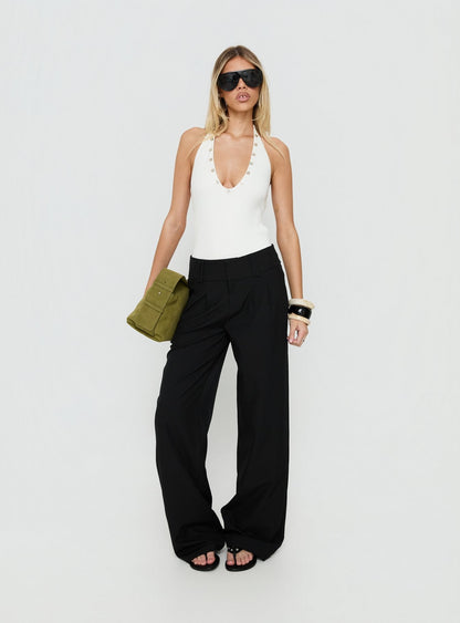 Cacilie Plunge Shell Bodysuit White