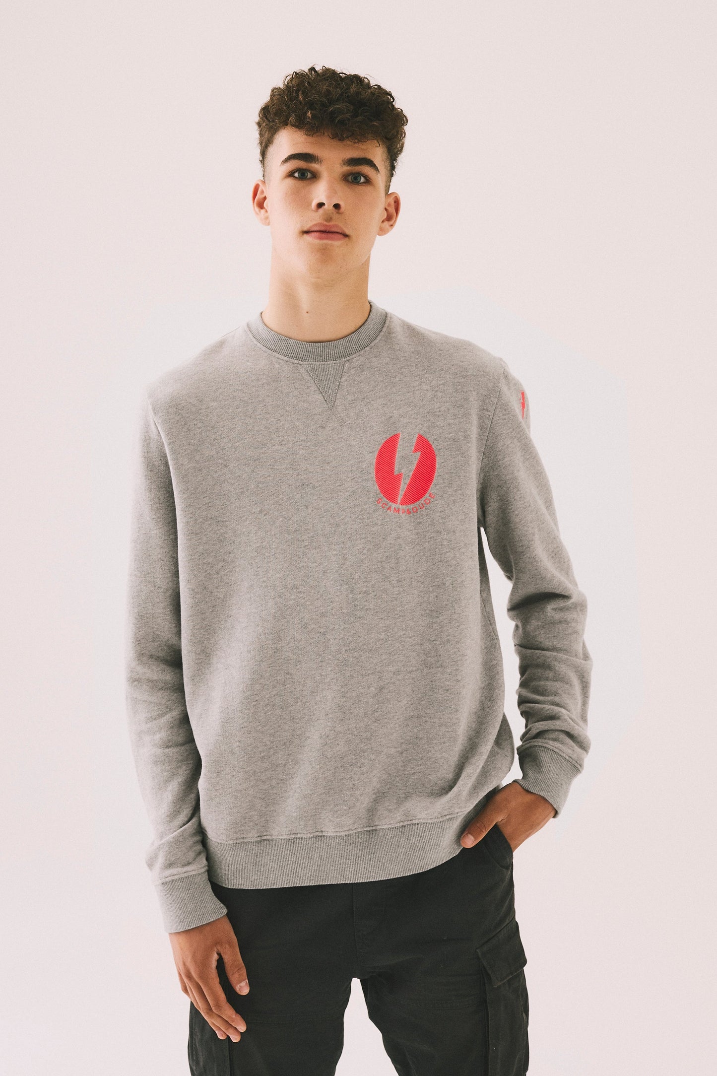 Men's Grey Marl Graphic Bolt Placement Sweatshirt