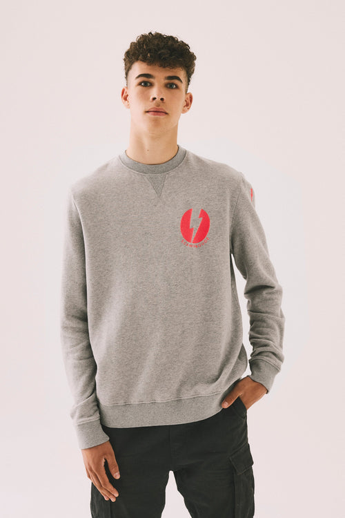 Men's Grey Marl Graphic Bolt Placement Sweatshirt
